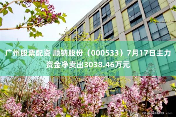 广州股票配资 顺钠股份（000533）7月17日主力资金净卖出3038.46万元