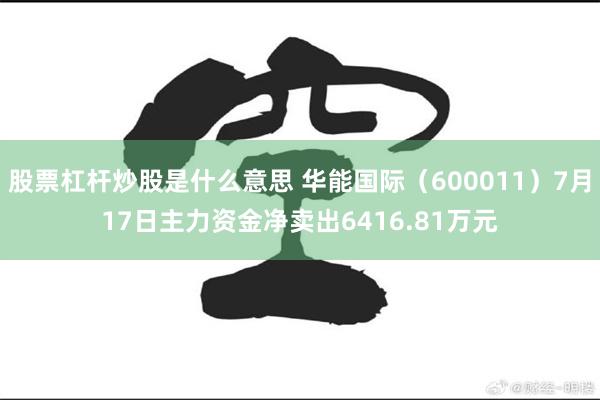 股票杠杆炒股是什么意思 华能国际（600011）7月17日主力资金净卖出6416.81万元
