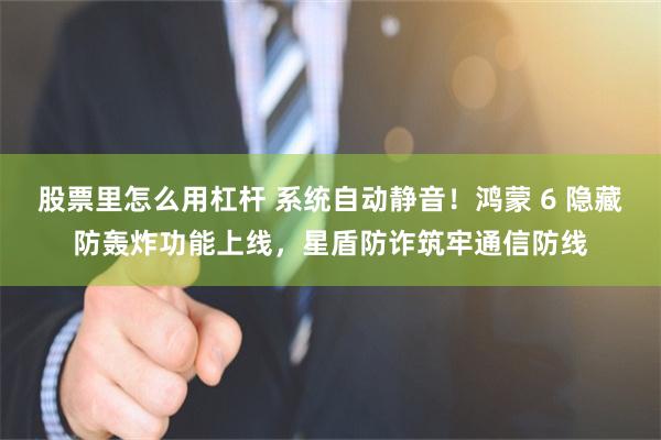 股票里怎么用杠杆 系统自动静音！鸿蒙 6 隐藏防轰炸功能上线，星盾防诈筑牢通信防线